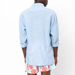 Linen Button-Up Shirt // Light Blue (S)