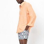 Linen Button-Up Shirt // Orange (S)