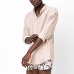 Linen Button-Up Shirt // Beige (S)
