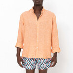 Linen Button-Up Shirt // Orange (S)