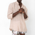 Linen Button-Up Shirt // Beige (S)