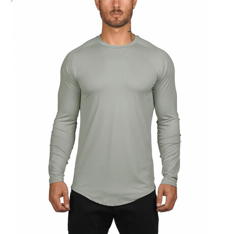 Long Sleeve Round Neck Shirt // Gray (XS)