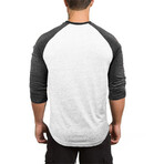 Long Sleeve Baseball Shirt // White & Gray (M)
