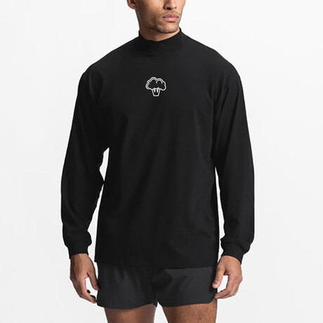 Mock Neck Long Sleeve Shirt // Black (XS)