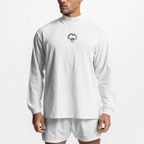 Mock Neck Long Sleeve Shirt // White (XS)