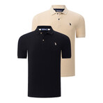 Trent Collared Polo // Pack of 2 // Beige + Black (Small)