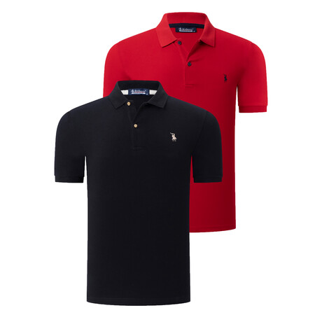 Trent Collared Polo // Pack of 2 // Red + Black (Small)