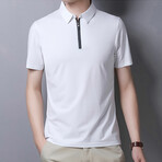 Classic Short Sleeve Zip-Up Polo // White (4XL)