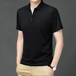 Dave Short Sleeve Zip-Up Polo // Black (L)