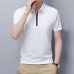 Alex Short Sleeve Zip-Up Polo // White (4XL)