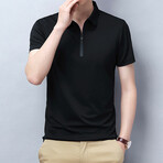 Alex Short Sleeve Zip-Up Polo // Black (4XL)