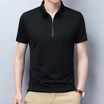 Alex Short Sleeve Zip-Up Polo // Black (L)