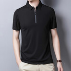Lucas Short Sleeve Zip-Up Polo // Black (2XL)