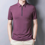 Lucas Short Sleeve Zip-Up Polo // Purple (2XL)