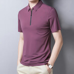Lucas Short Sleeve Zip-Up Polo // Purple (4XL)