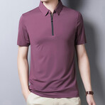 Classic Short Sleeve Zip-Up Polo // Purple (M)