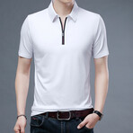 Damian Short Sleeve Zip-Up Polo // White (M)