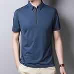 Lucas Short Sleeve Zip-Up Polo // Blue (L)
