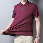 Lucas Short Sleeve Zip-Up Polo // Burgandy (M)