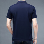 Damian Short Sleeve Zip-Up Polo // Navy Blue (XL)