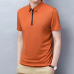 Alex Short Sleeve Zip-Up Polo // Orange (XL)