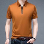 Short Sleeve Zip-Up Polo // Orange (XL)