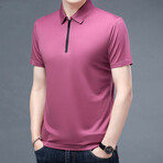 Short Sleeve Zip-Up Polo // Pink (3XL)