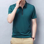 Alex Short Sleeve Zip-Up Polo // Green (L)