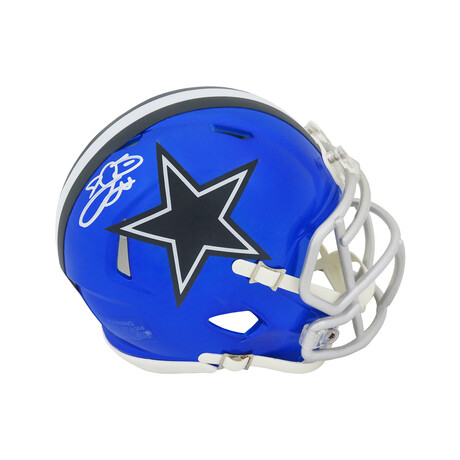 Emmitt Smith // Signed Dallas Cowboys Flash Riddell Speed Mini Helmet (In Silver)