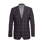 Window Pane Check Wool Suit // Purple (S36X29)