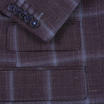 Window Pane Check Wool Suit // Purple (S36X29)
