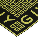 4G Monogram Print Square Silk Scarf // Black + Fluo Yellow