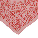 Bandana Print Oblong Silk Scarf // Pink + Red