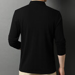 Minimalist Logo Long Sleeve Golf Polo // Black (3XL)