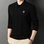 Minimalist Logo Long Sleeve Golf Polo // Black (XL)