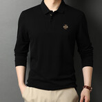 Minimalist Logo Long Sleeve Golf Polo // Black (2XL)