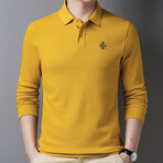 Minimalist Logo Long Sleeve Golf Polo // Mustard (2XL)