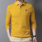 Minimalist Logo Long Sleeve Golf Polo // Mustard (L)