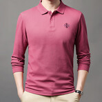 Minimalist Logo Long Sleeve Golf Polo // Pink (2XL)
