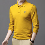 Minimalist Logo Long Sleeve Golf Polo // Yellow (3XL)