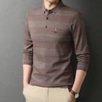 Striped Long Sleeve Golf Polo // Brown (L)