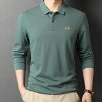 Minimalist Logo Long Sleeve Golf Polo // Green (XL)