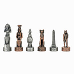 Pewter Egyptian Chess + Checkers Set // 15" Board