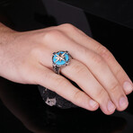 Anchor and Compass Ring with Turquoise (5.5)