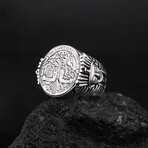 Anubis and Horus Egyptian Coin Ring (6.5)
