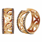 18K Black Gold + 18k Rose Gold Diamond Earrings // New