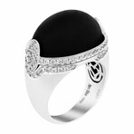 18K White Gold Onyx + Diamond Ring // Ring Size: 7.25 // New