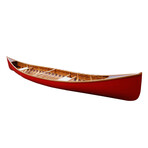 Red Wooden Canoe with Ribs