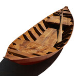 South East Asia Sampan Boat Red Bottom Thuyen Ba La Tam Ban // Display Only