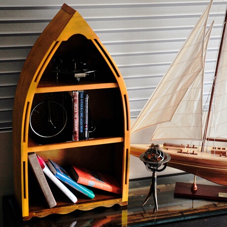 Wooden Canoe Book Shelf // Small